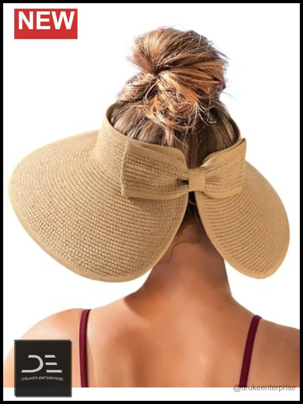 Women's Sun Visor Hat UPF 80+ Packable Wide Brim Paper Straw